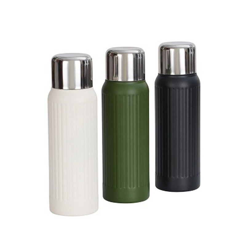 500 ml double wall stainless steel vacuum flask with push button stopper and s/s cover